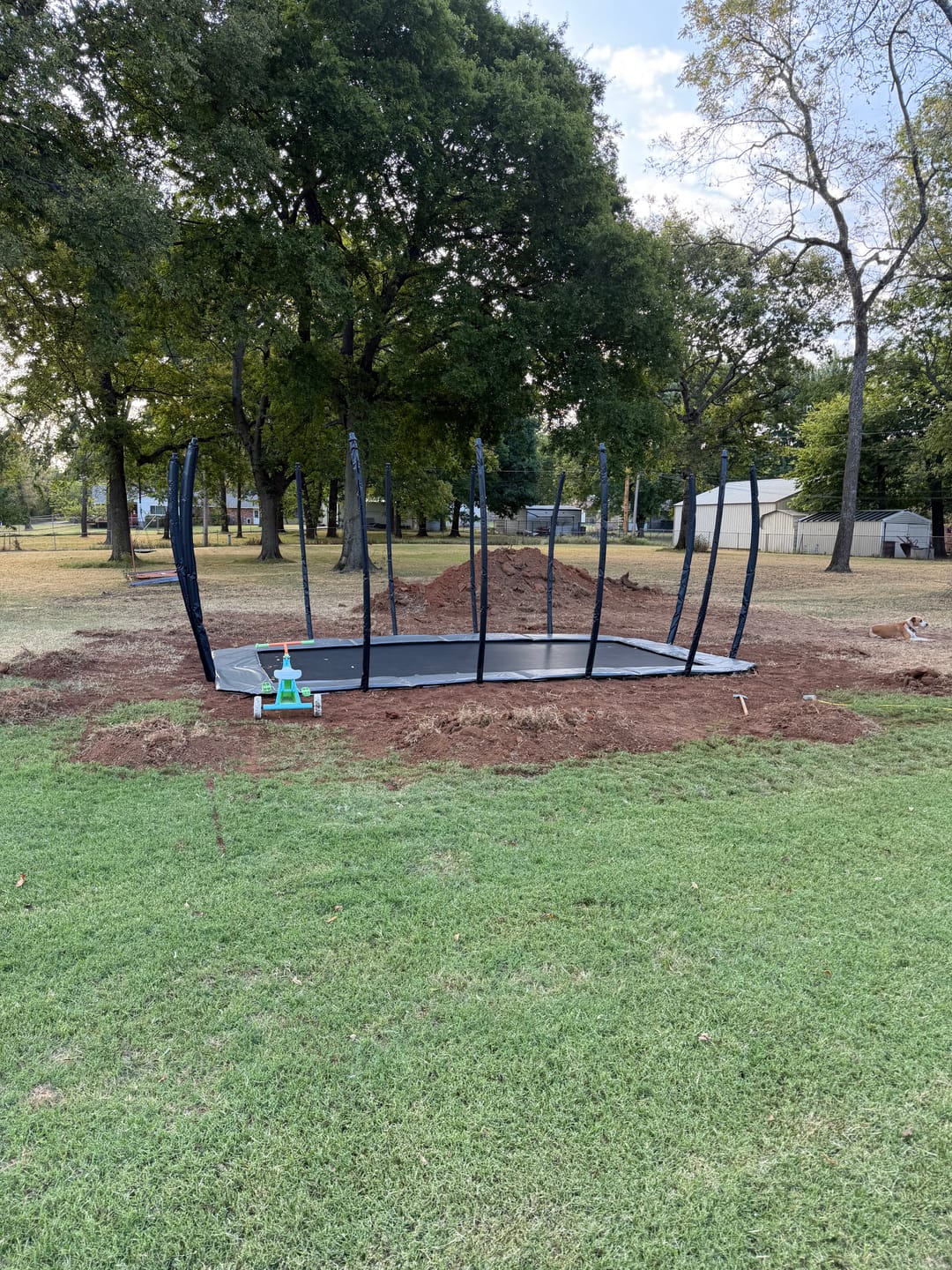 Customer photo review of Ultimate Bundle! 10'x17' Rectangle Pro-Line In-ground Trampoline + LED Lights + Hoop