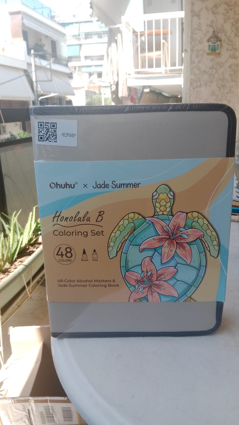 Customer photo review of Ohuhu x Jade Summer Alcohol Markers & Coloring Book Set, 47 Colors + 1 Colorless Blender, Honolulu B, Brush & Fine Dual Tips