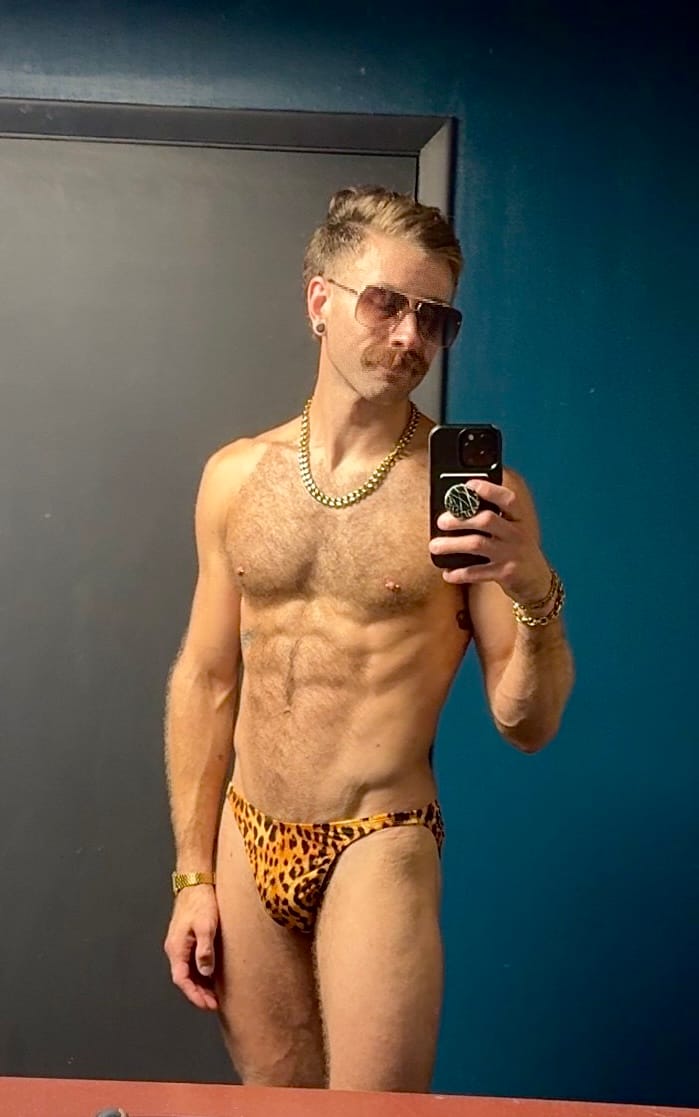 Customer photo review of Leopard Brazilian Swim Brief