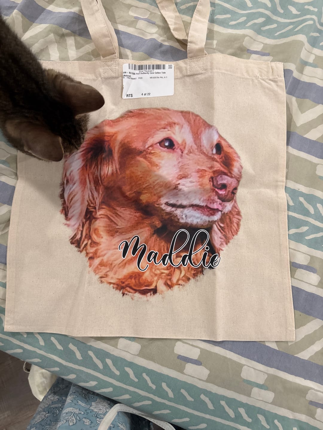 Customer photo review of Pet Portrait - Personalized Tote Bag