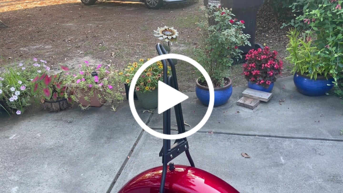 Customer video review of Iron Born Blade 25" Sissy Bar with Foldable Luggage Rack for Harley Softail Slim FLS Matte Black