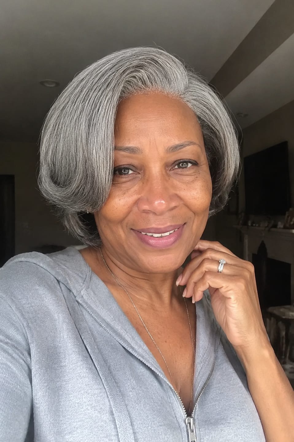 Customer photo review of Luvwin Salt And Pepper 5x5 Closure Pixie Cut Side Part Glueless Wig
