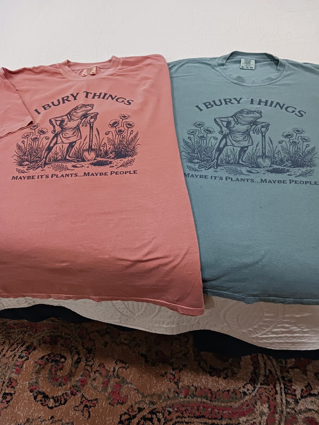 Customer photo review of I Bury Things Frog T-Shirt