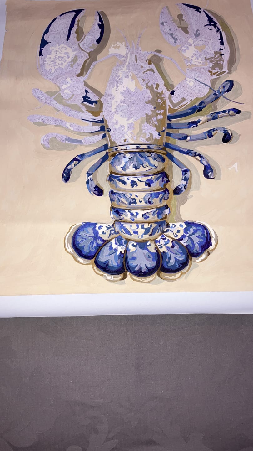 Customer photo review of Delft Lobster | Paint by Number