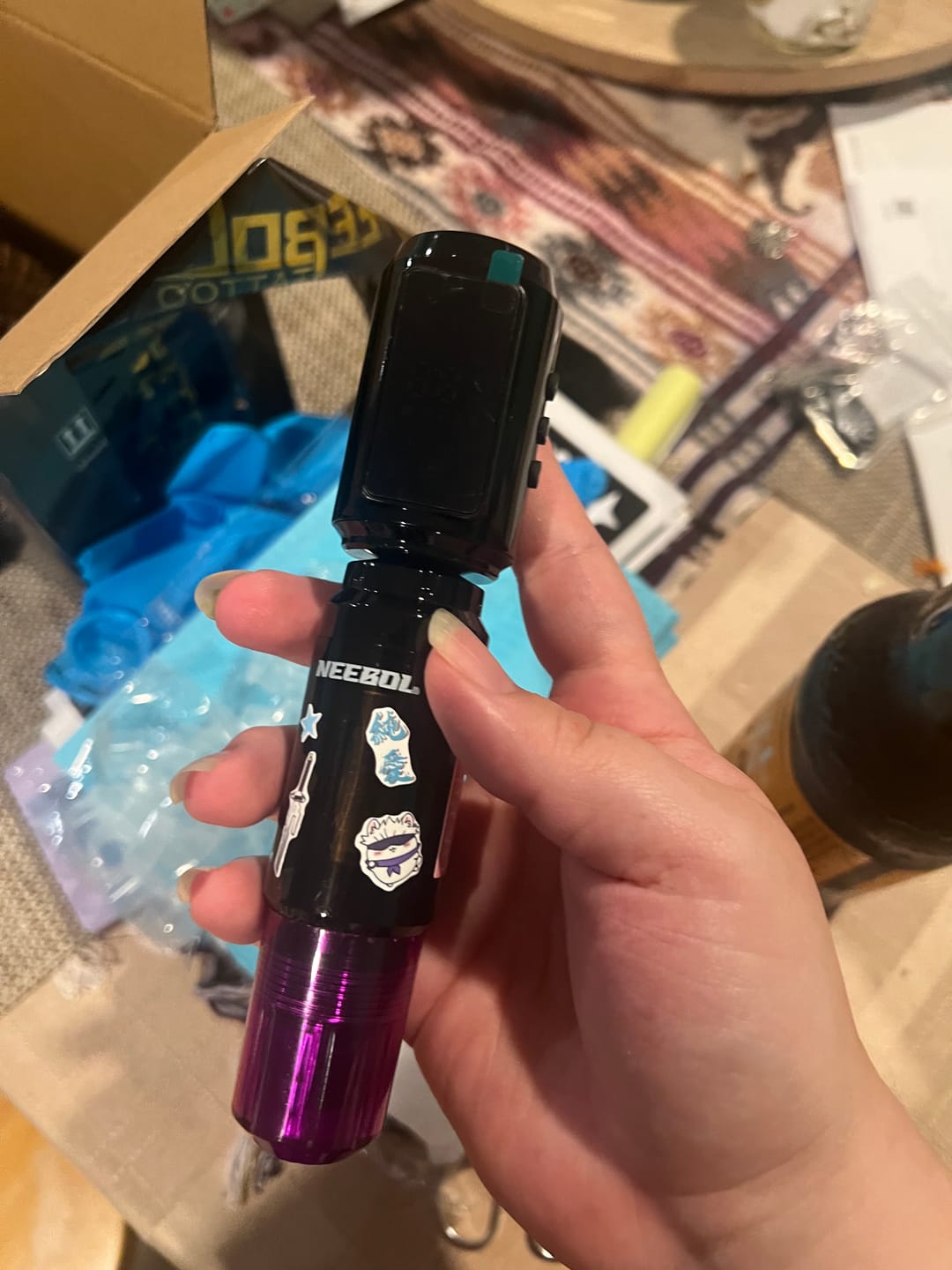Customer photo review of Tattoo Kit - Neebol Wireless Tattoo Gun Kit for Beginner A10 & 67M