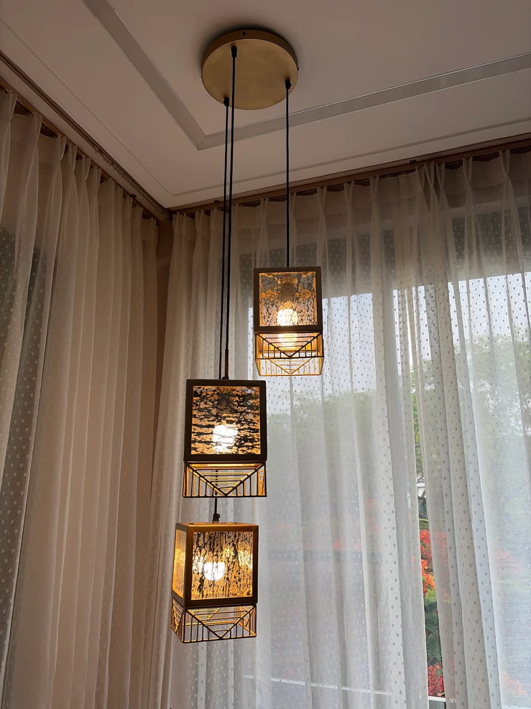 Customer photo review of Sheesh Hanging Lamp Cluster of 3