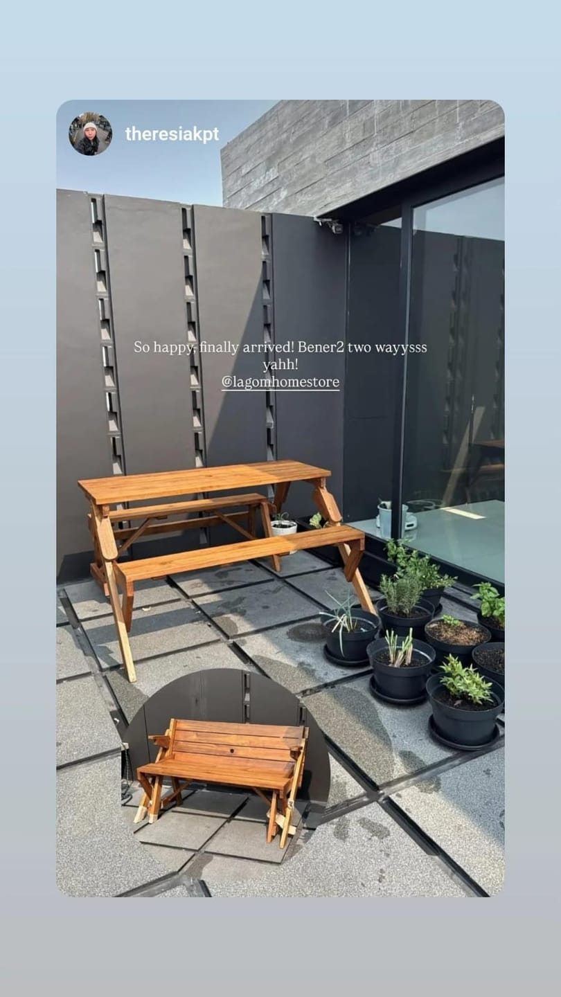Customer photo review of 2-in-1 Reclaimed Teak Outdoor Bench & Table Set