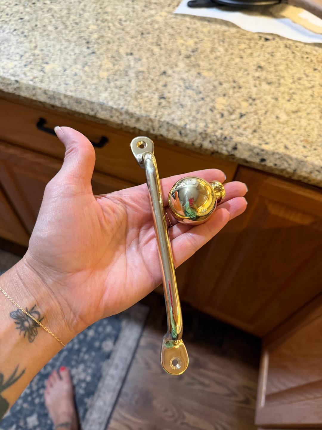 Customer photo review of Serene Cabinet Pulls - Unlacquered Brass Polished