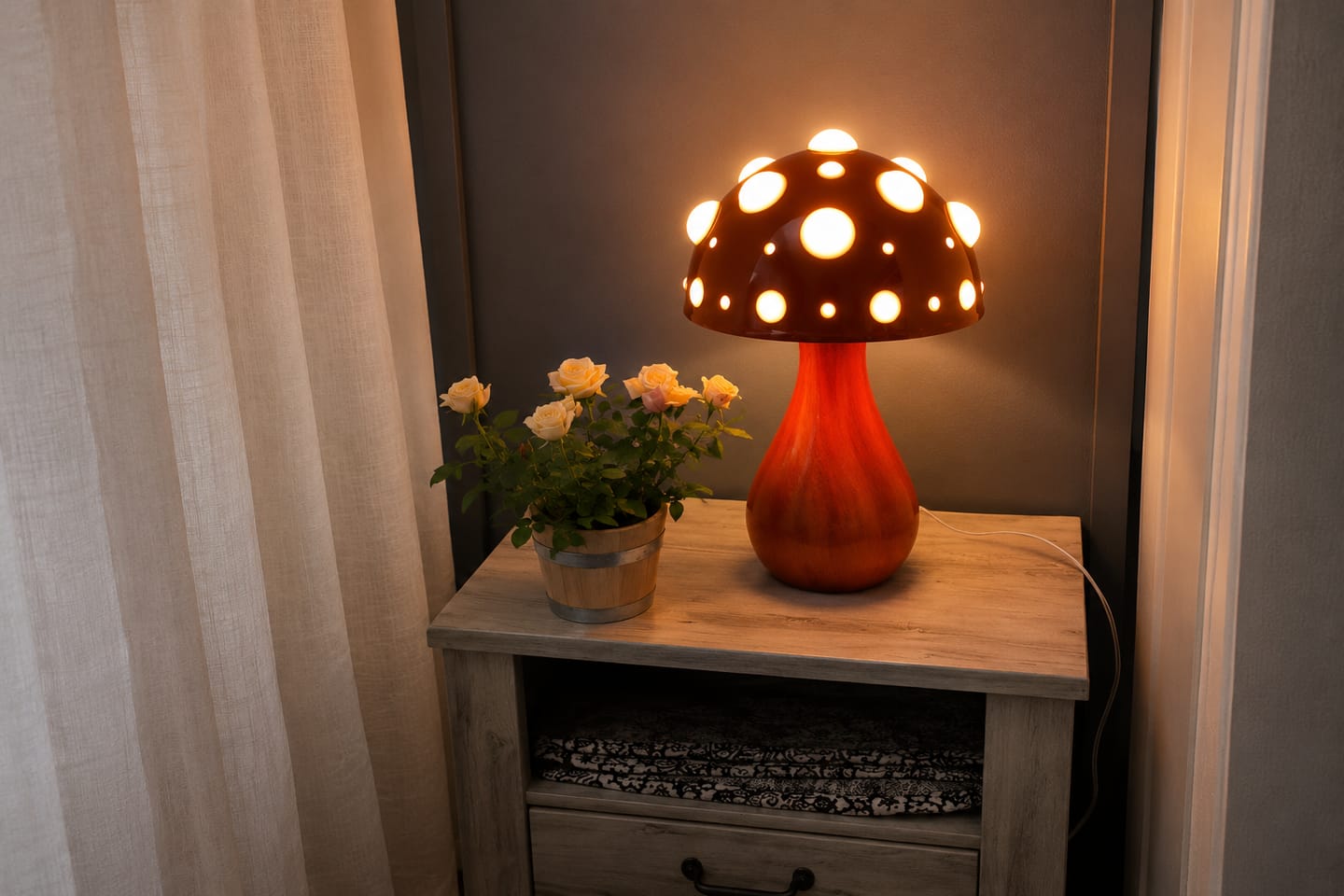 Customer photo review of Designer Mushroom Table Lamp