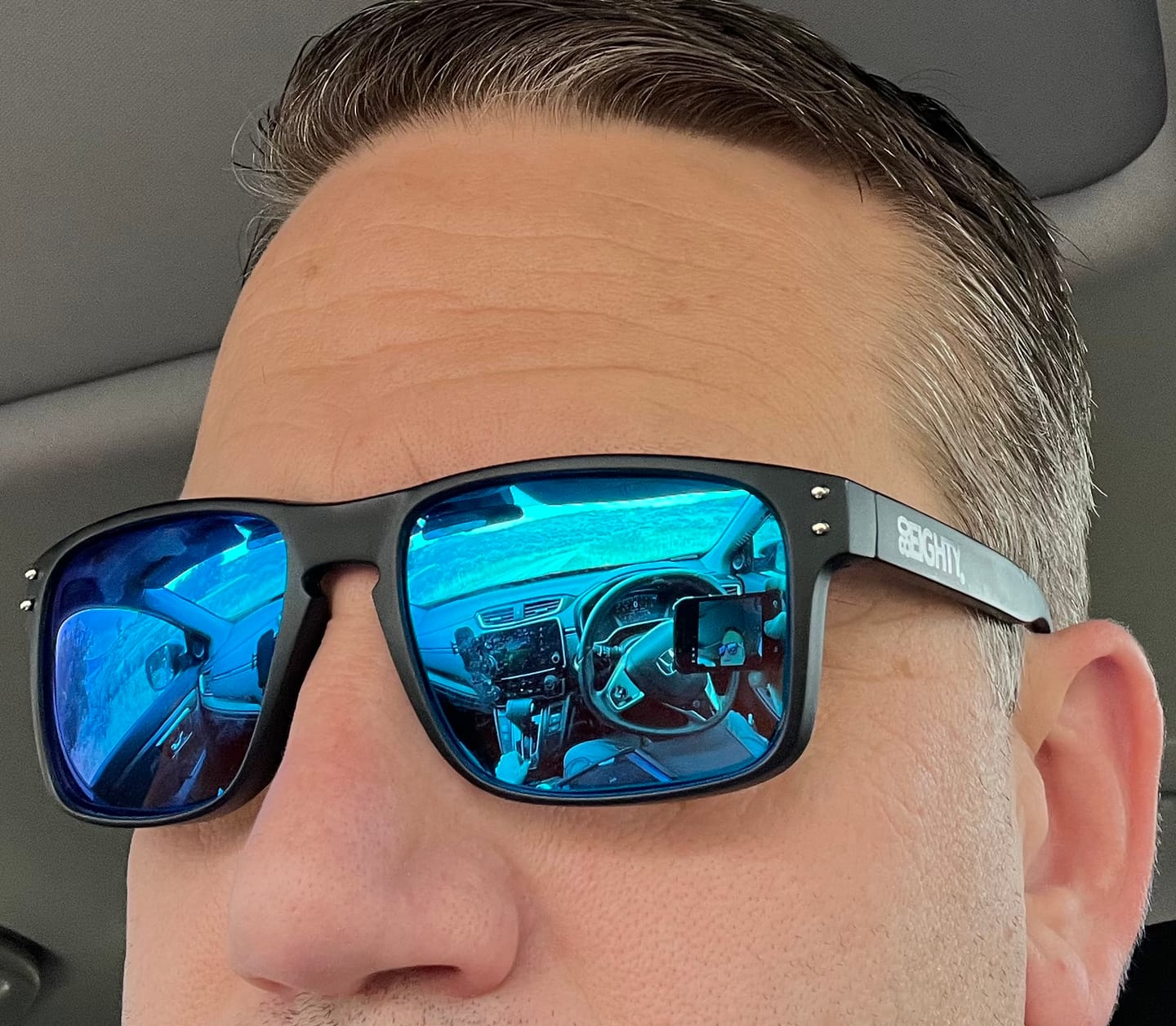 Customer photo review of 80Eighty® Polarized Sunglasses - Blue Chrome