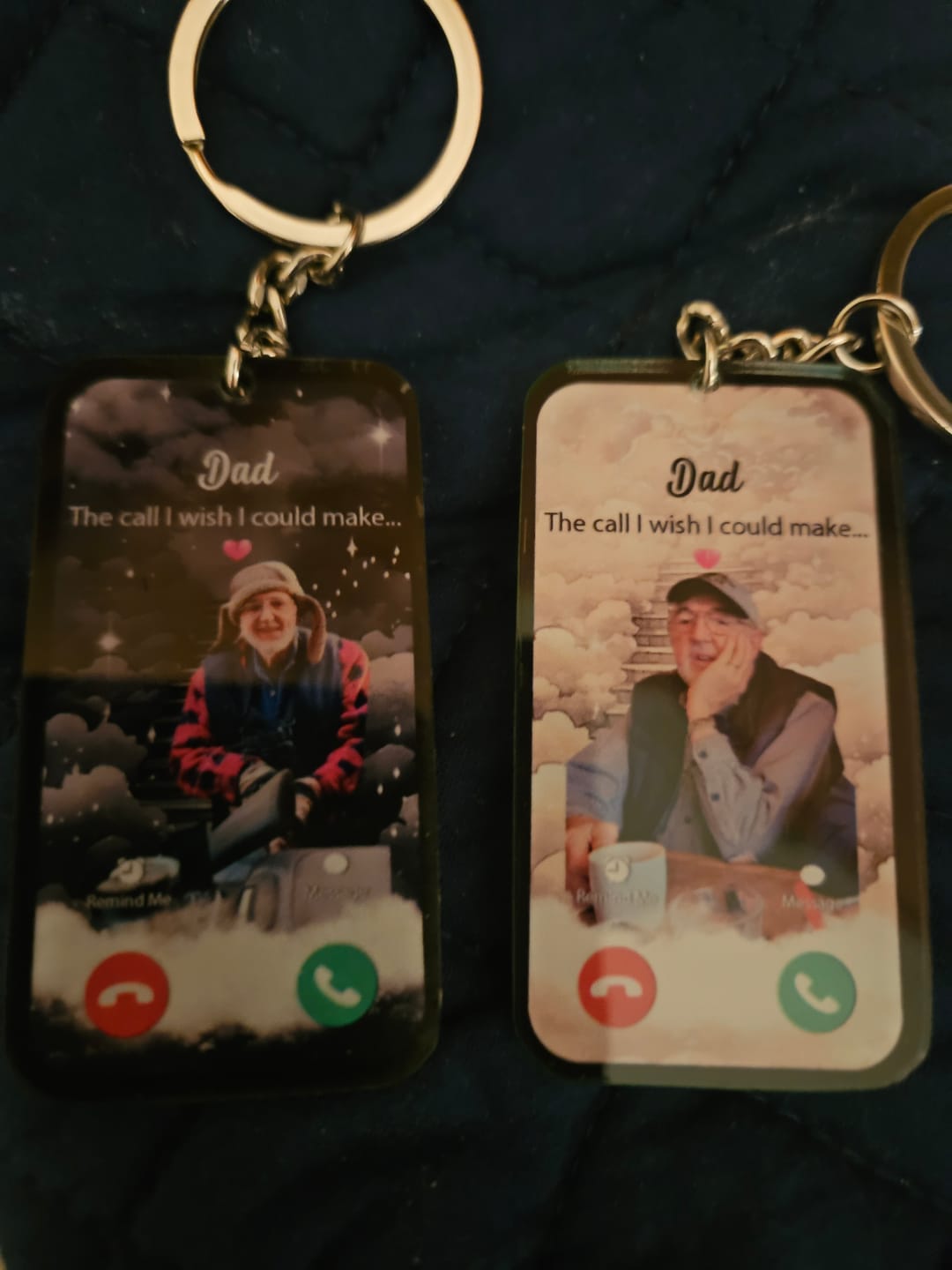 Customer photo review of The Call I Wish I Could Take Memorial Sympathy Gift Remembrance Keepsake Photo Personalized Acrylic Keychain