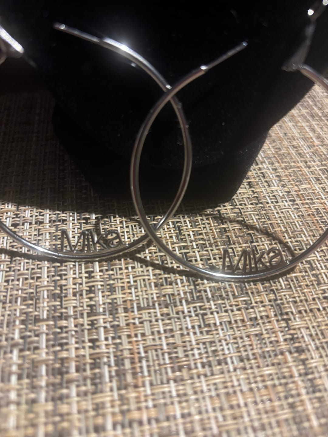 Customer photo review of Name Hoop Earrings