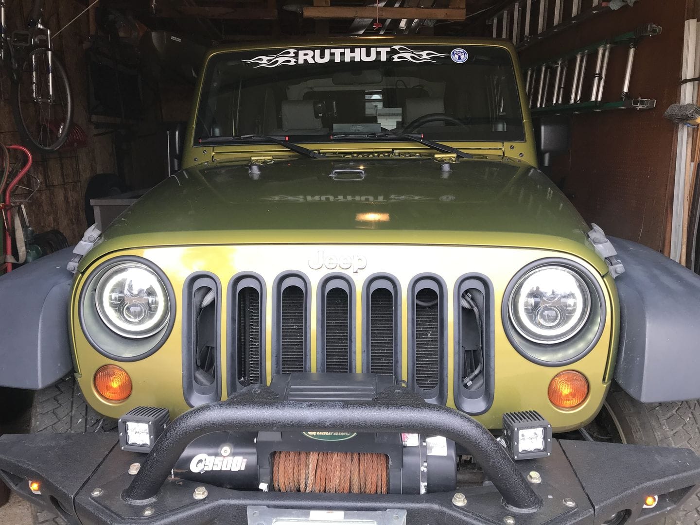 Customer photo review of LED Halo Headlights W/ DRL & Amber Turn Signals For 97-18 Jeep Wrangler TJ/ JK