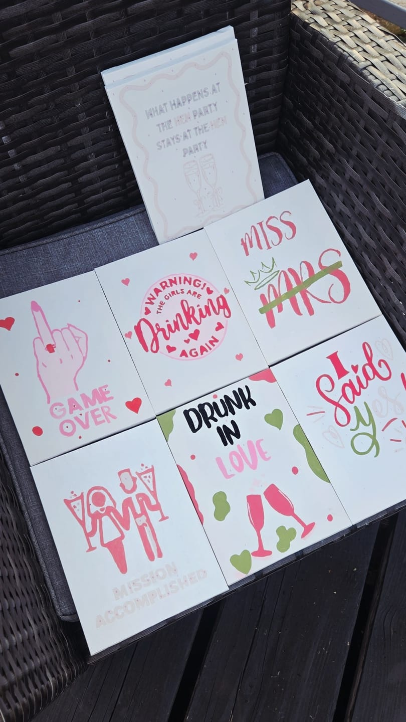 Customer photo review of 9 Mini Paintings – Bachelorette Set