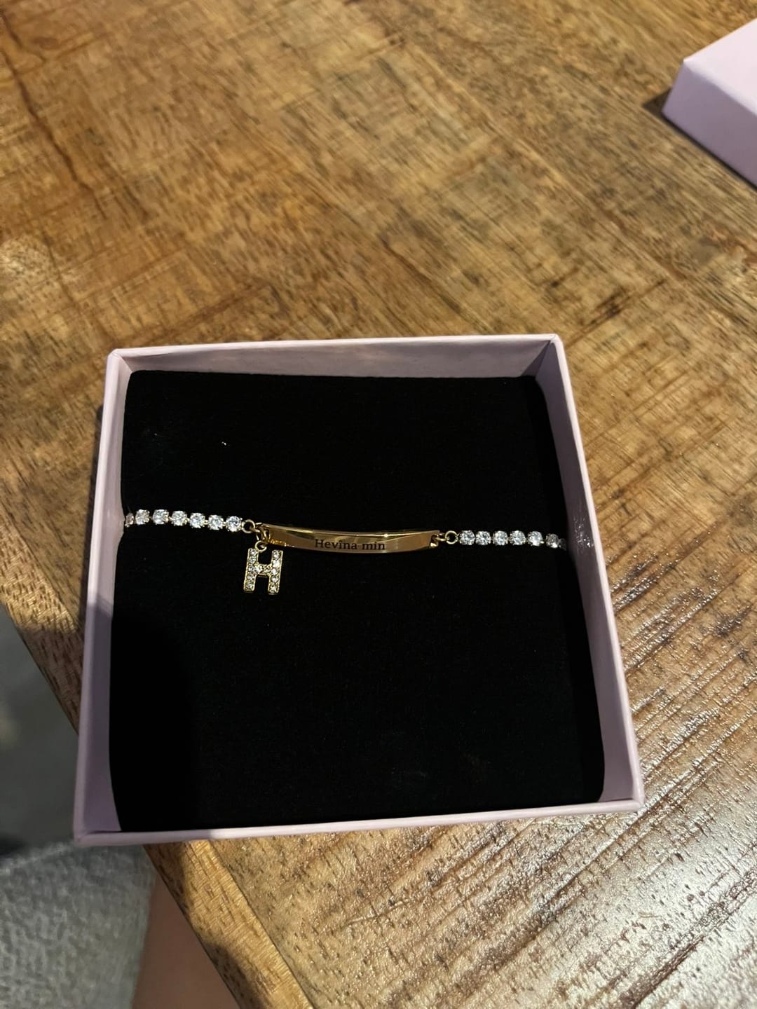 Customer photo review of Tennis engravable bracelet