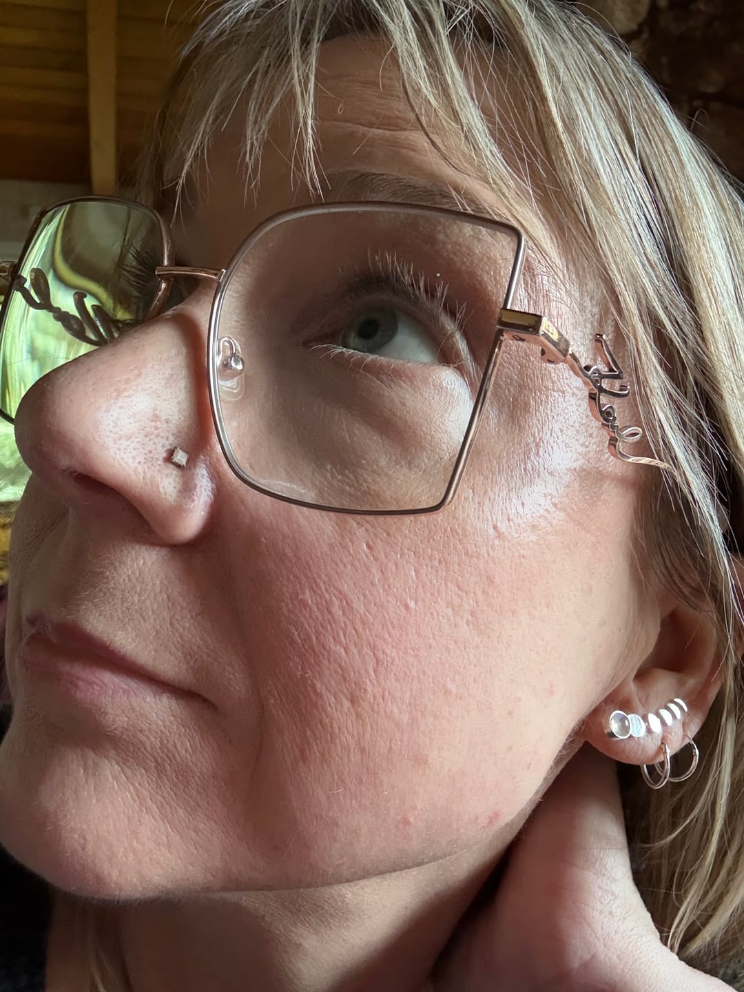 Customer photo review of Moon Phase Moonstone Climber Earrings Sterling Silver