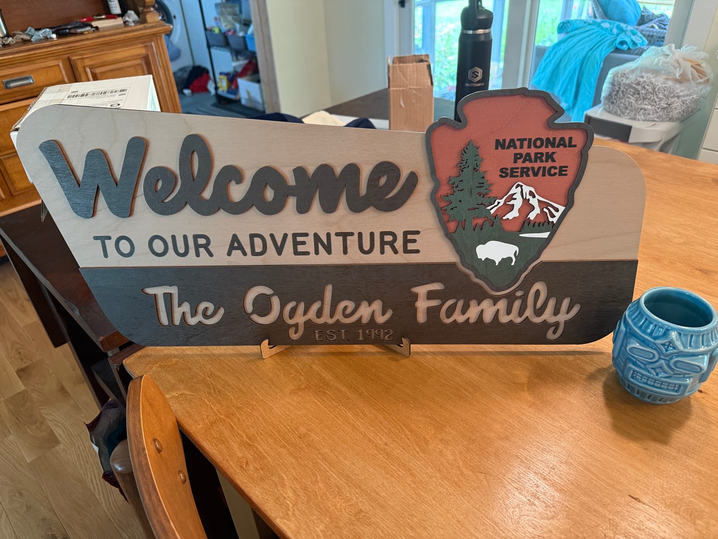 Customer photo review of 3D National Park Service Family Name Welcome Sign (Bison Design)