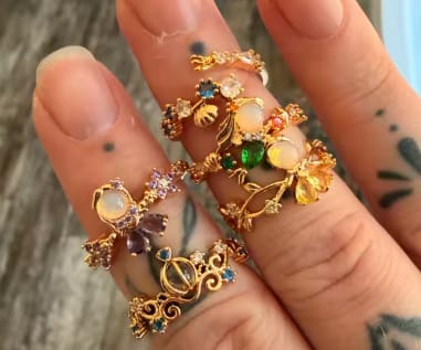 Customer photo review of Adjustable Enchanted Sun Ring with Iridescent Stone