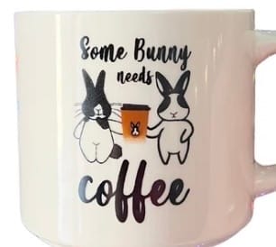Customer photo review of Some Bunny Needs Coffee Mug