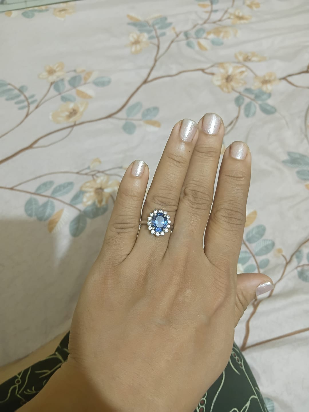 Customer photo review of 3.2Ct Princess D's Oval Solitaire Silver Ring