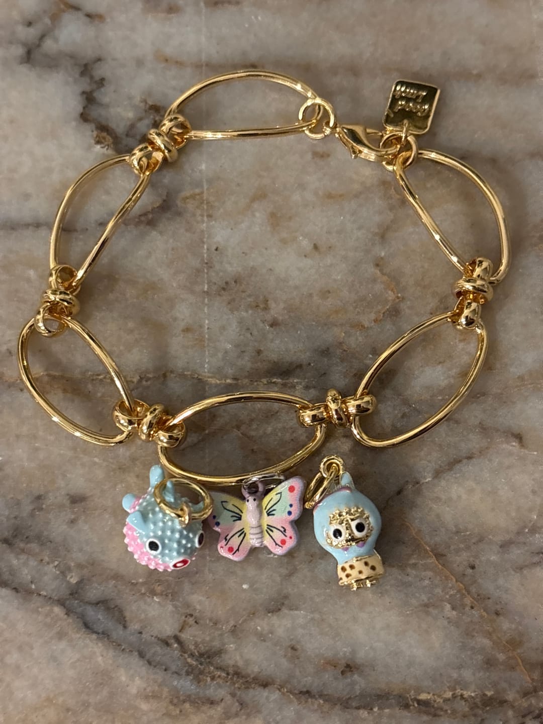 Customer photo review of Oval Statement Bracelet - GOLD Bundle (4 Charms)