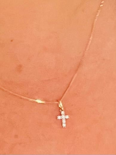 Customer photo review of Diamond Cross Pendant in 9ct Yellow Gold