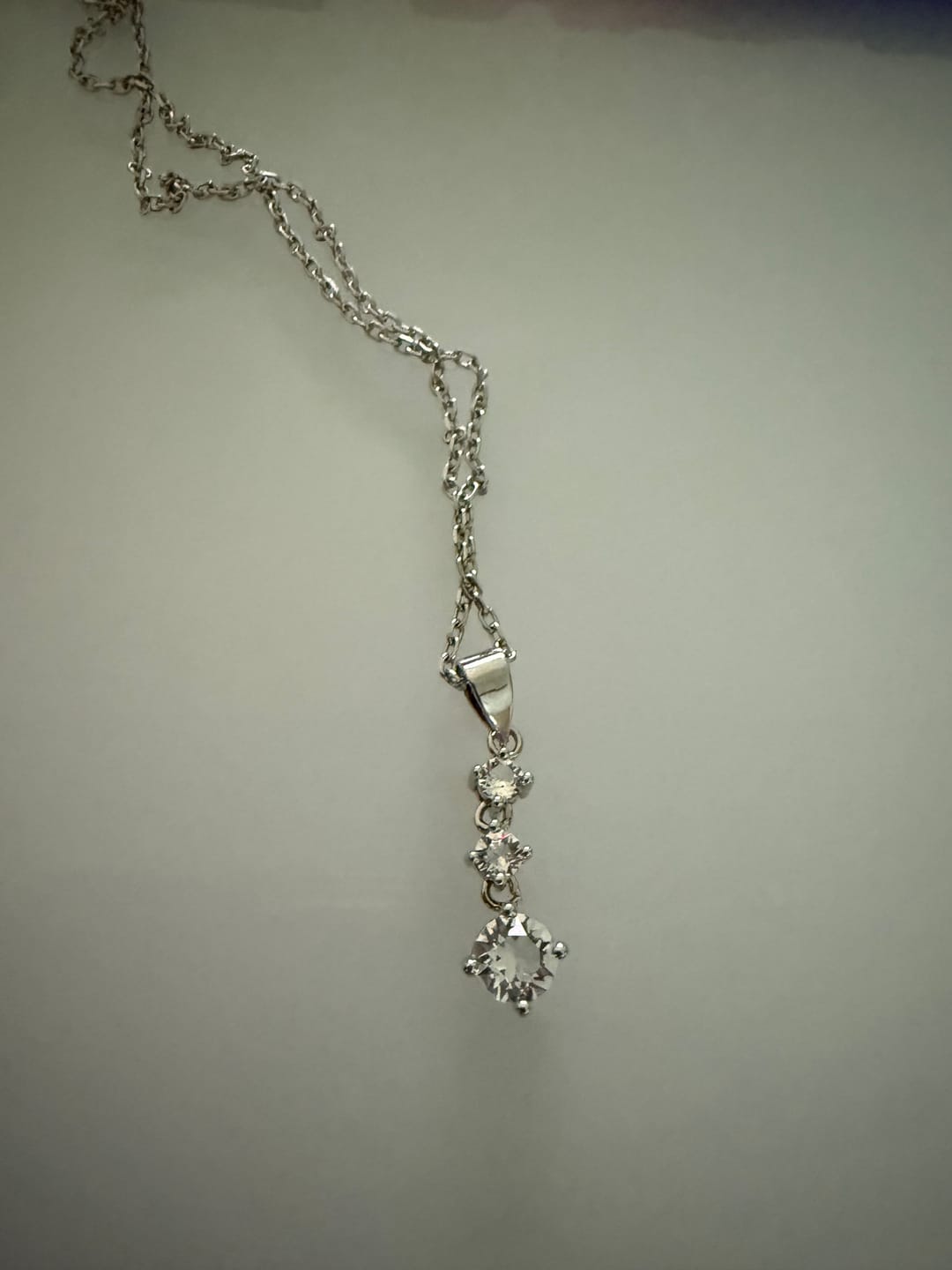 Customer photo review of Delilah 18k White Gold Plated Drop Pendant Necklace with Swarovski Crystals