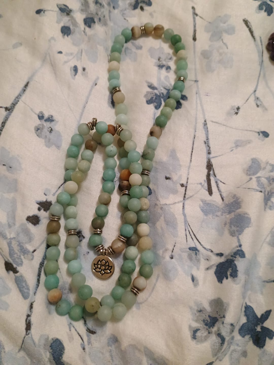 Customer photo review of 108 Natural Matte Amazonite Stone Mala Prayer Beads