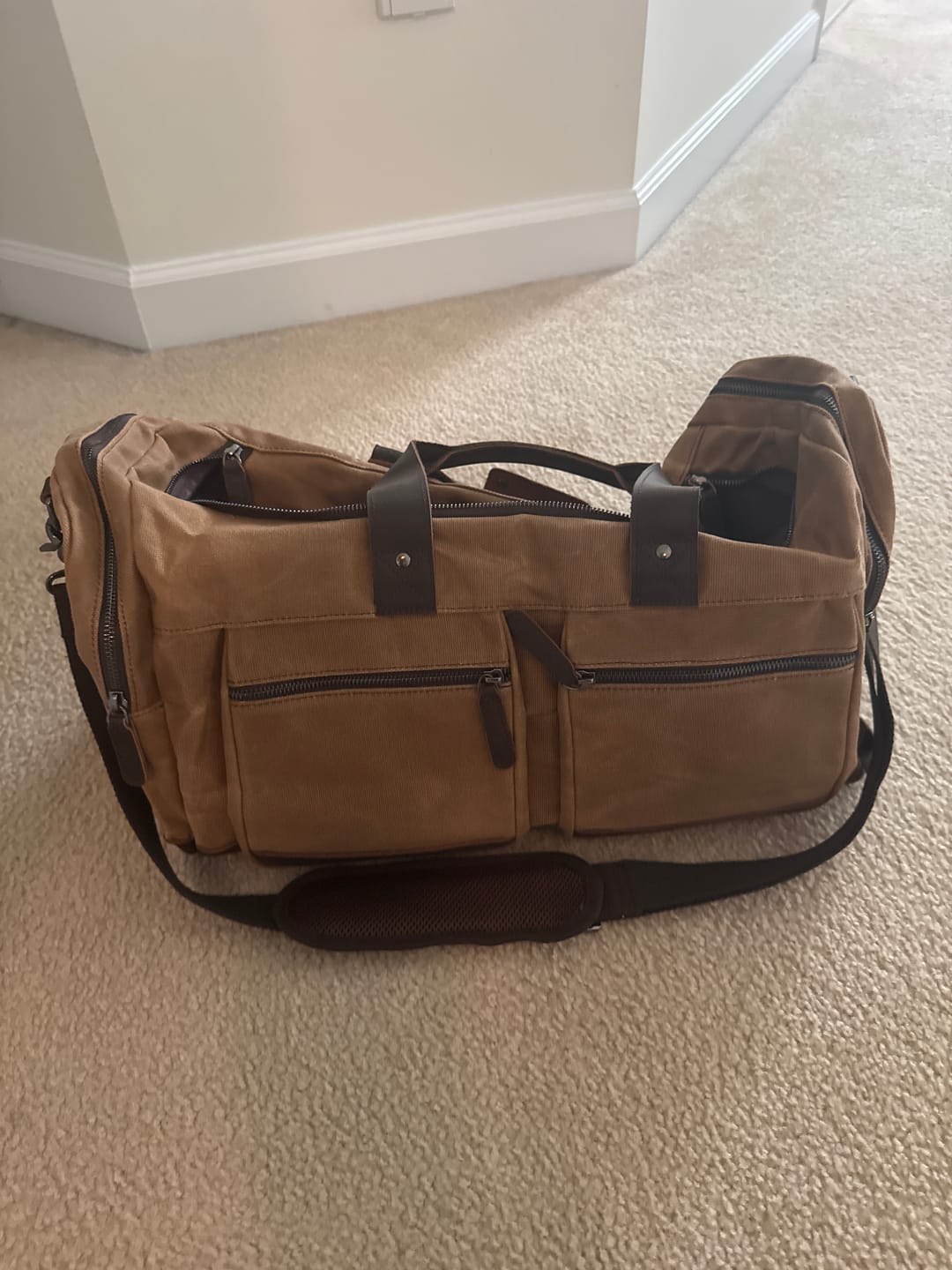 Customer photo review of The Weekender - Waxed Canvas Leather Duffel