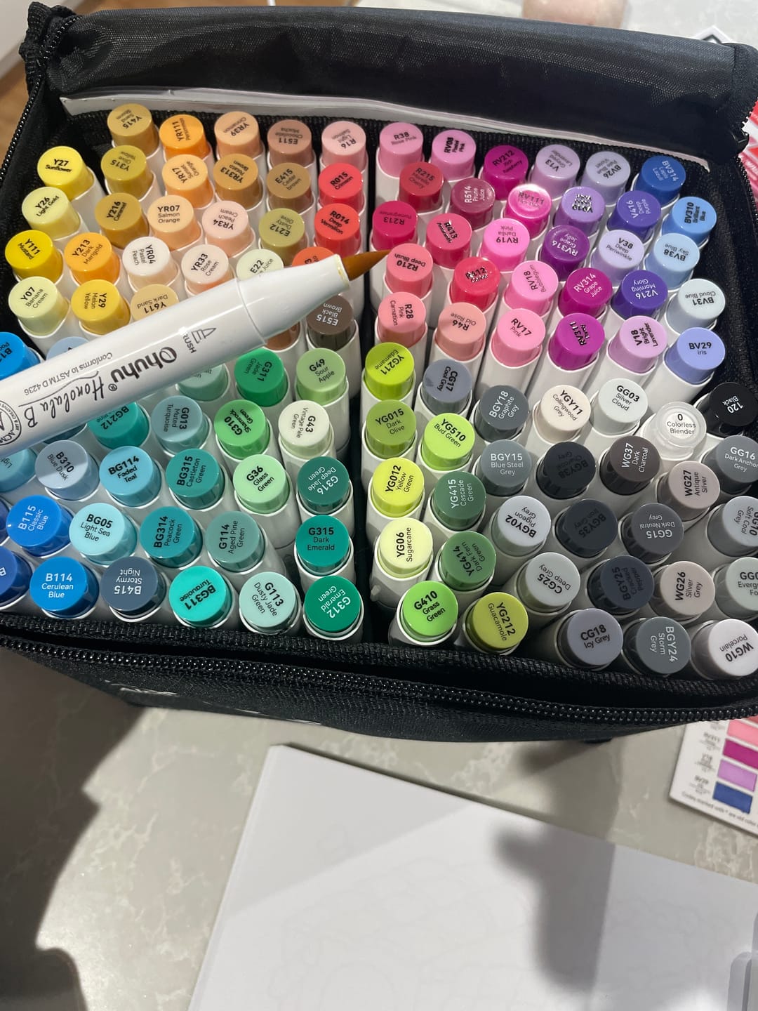 Customer photo review of Ohuhu Honolulu 120 Colors Dual Tips Alcohol Art Markers (New Color Codes)