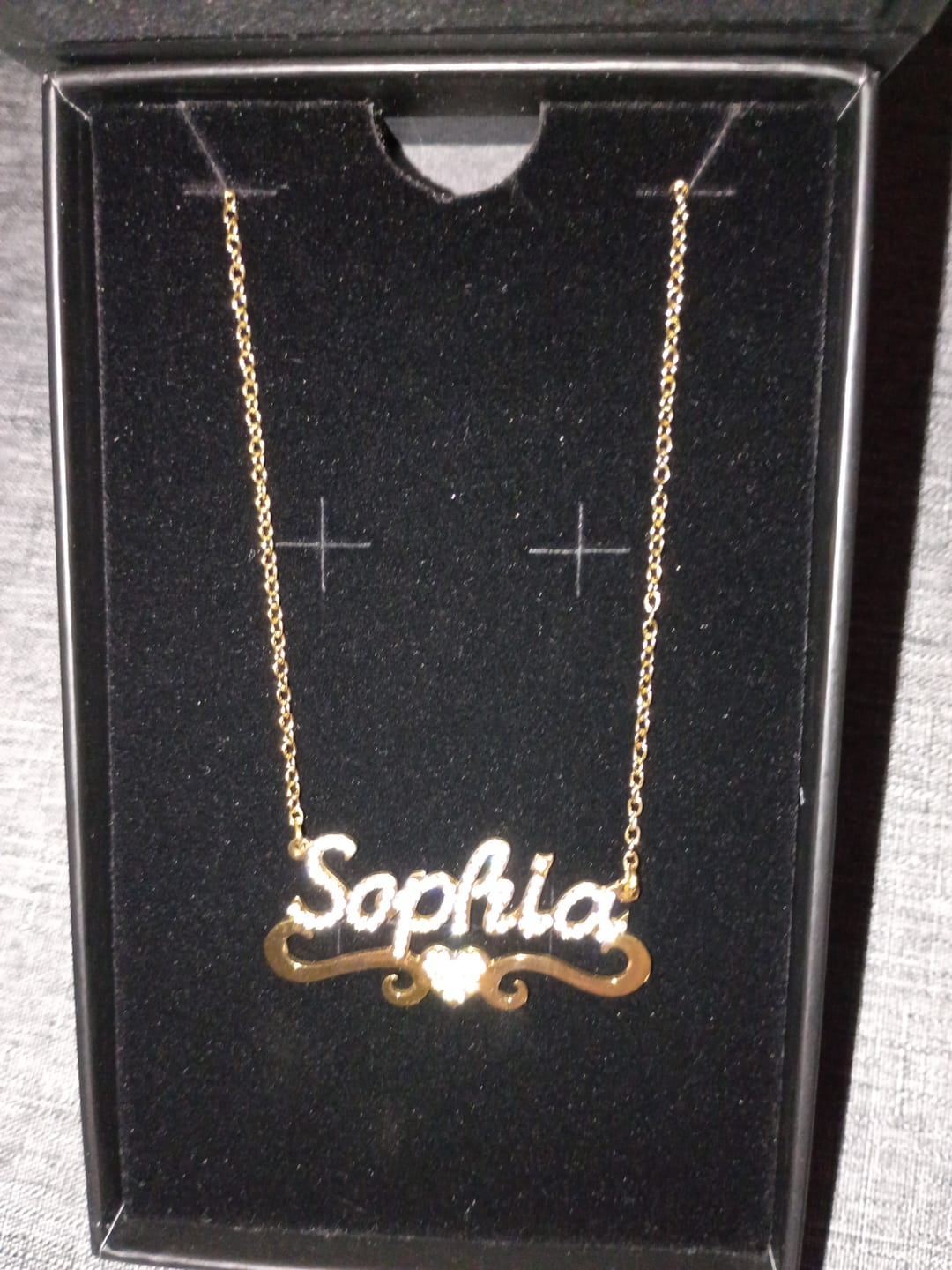 Customer photo review of Iced Heart Name Necklace