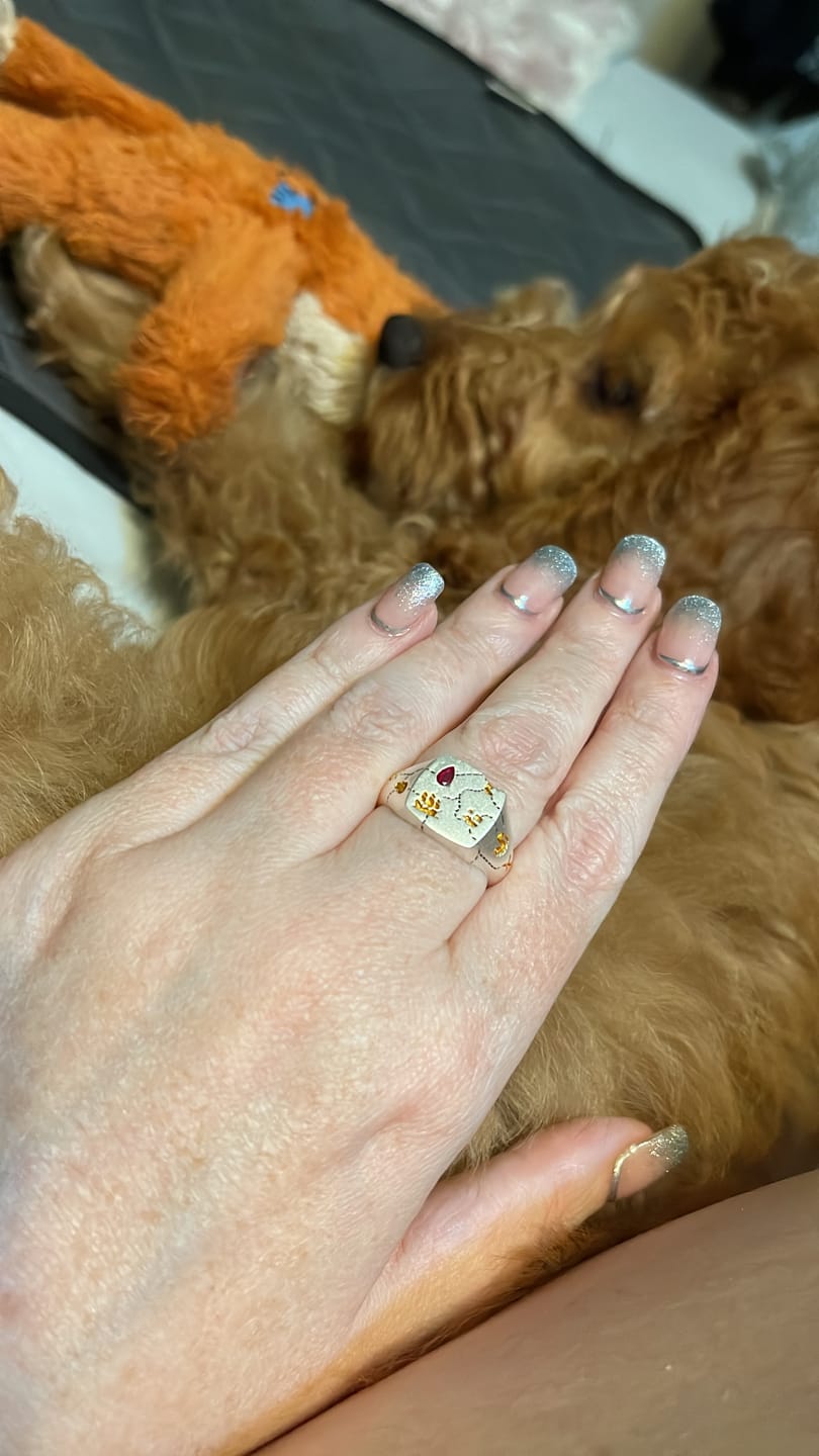 Customer photo review of Gold Inlay • Ruby • Signet - DEAD RECKONING