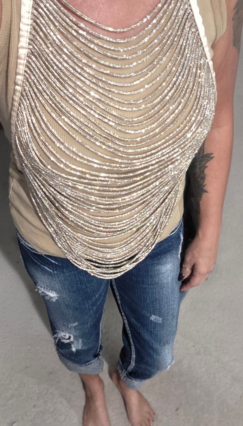 Customer photo review of Gali Chain Top - Champagne Bubbles