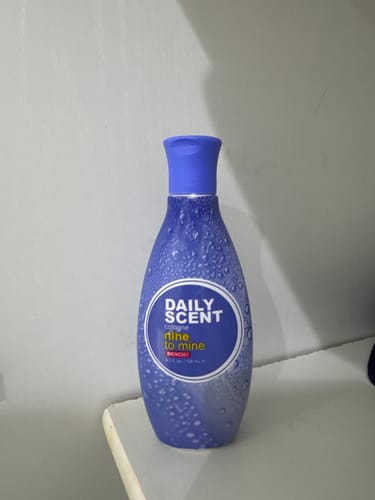 Customer's Bench Daily Scent Nine to Mine cologne bottle in blue with water droplet design