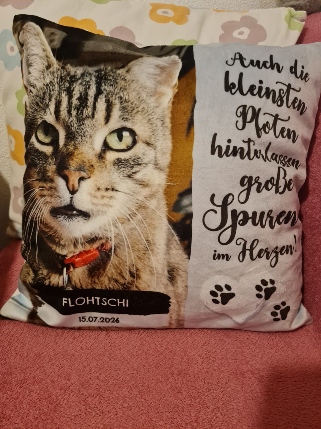 Customer photo review of Personalisiertes Kissen - Die kleinsten Pfoten