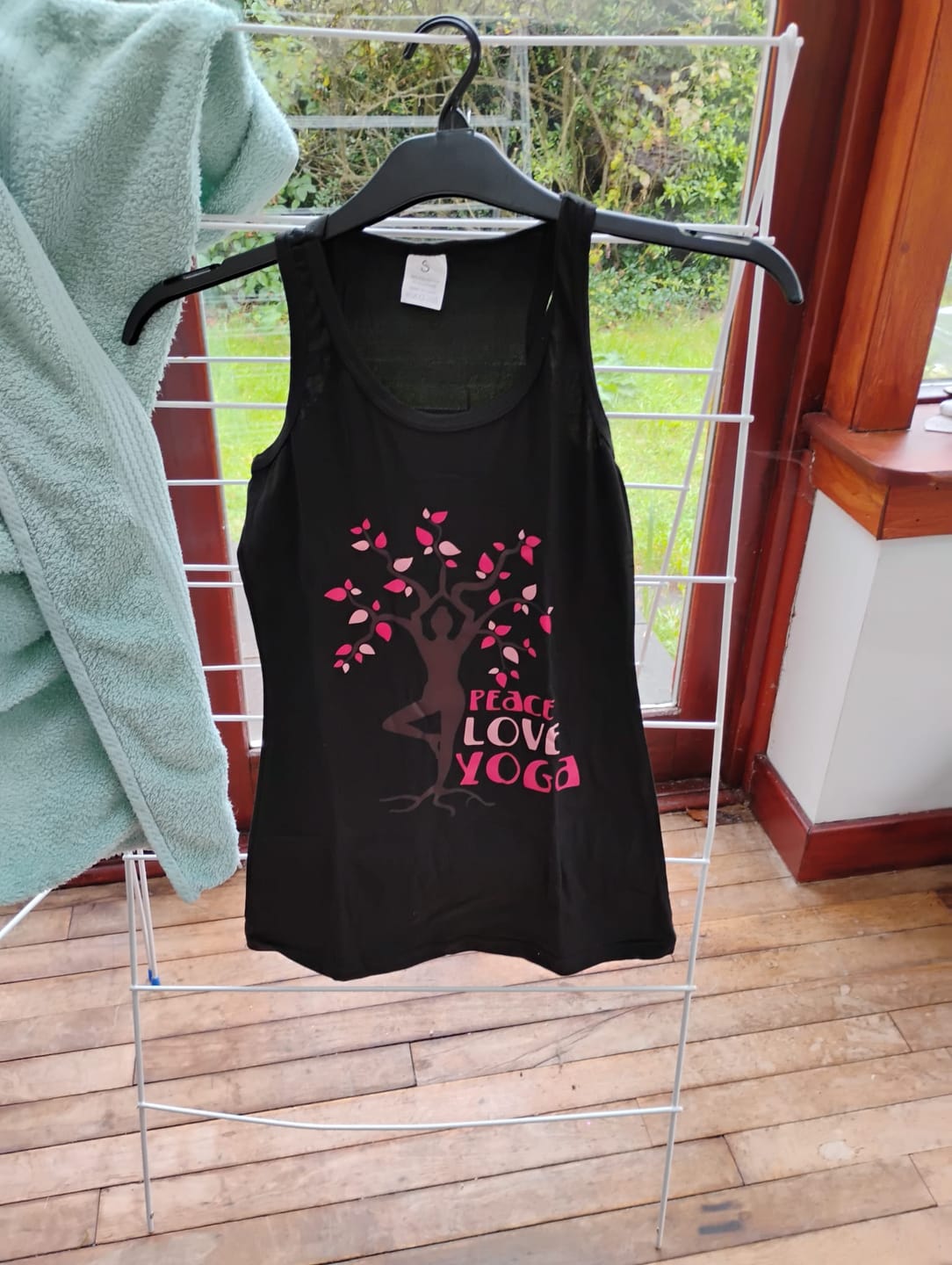 Customer photo review of Olivenorma Peace Love Yoga Graphic Print Slogan Women's Tank