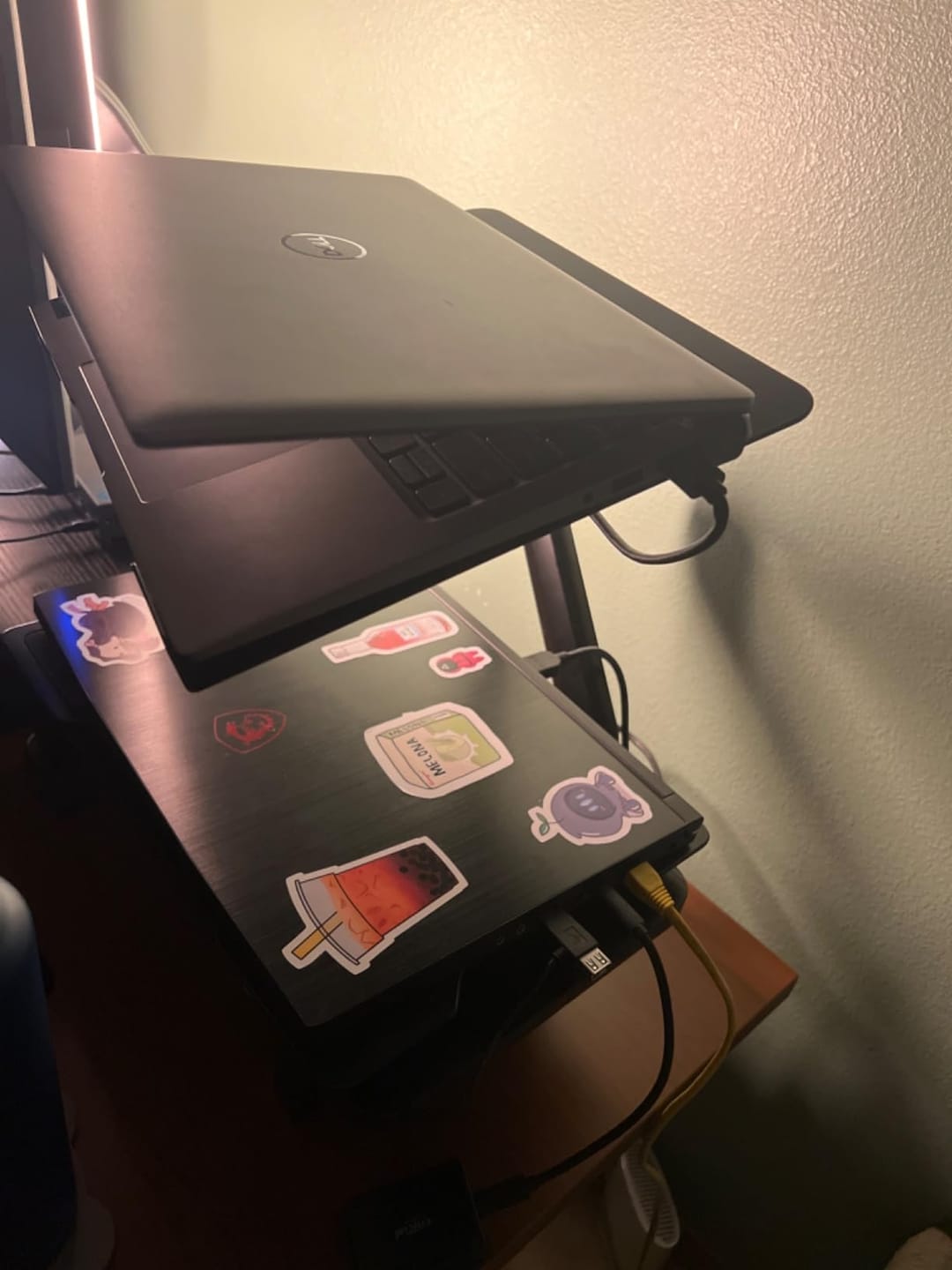 Customer photo review of 2-in-1 Laptop & Monitor Desk Mount