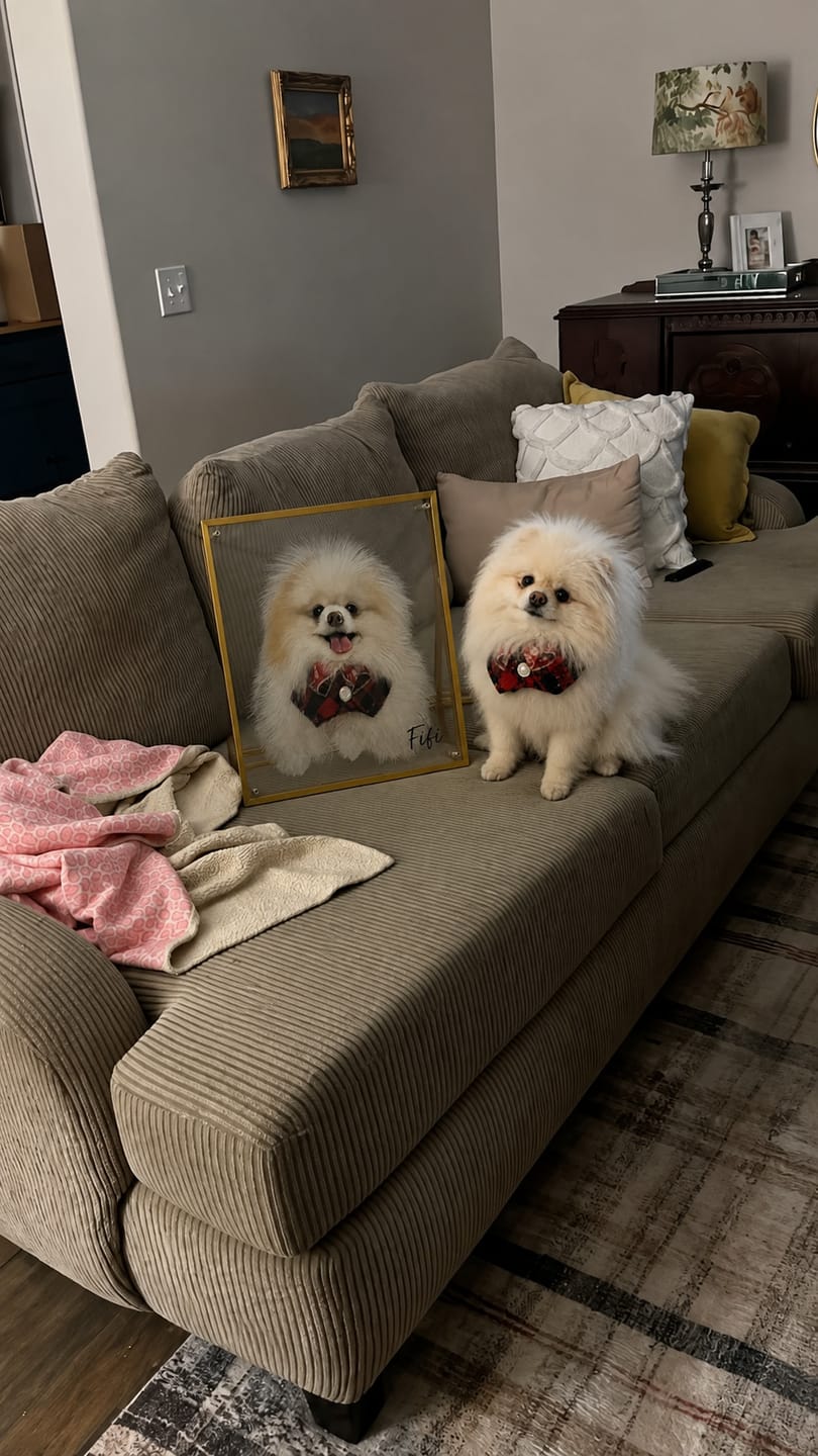 Customer photo review of 3D Hand-Drawn Pet Portraits