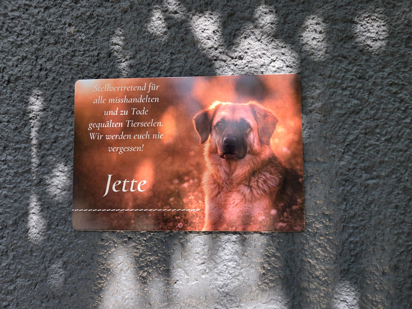 Customer photo review of Hunde Gedenktafel AI