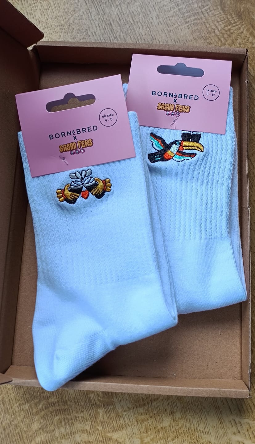 Customer photo review of Toucan Pint Socks | Born & Bred x Sasha Ferg