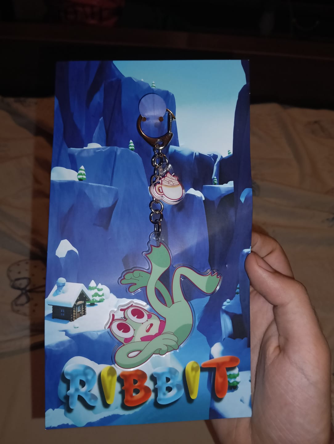 Customer photo review of Ribbit Acrylic Keychain