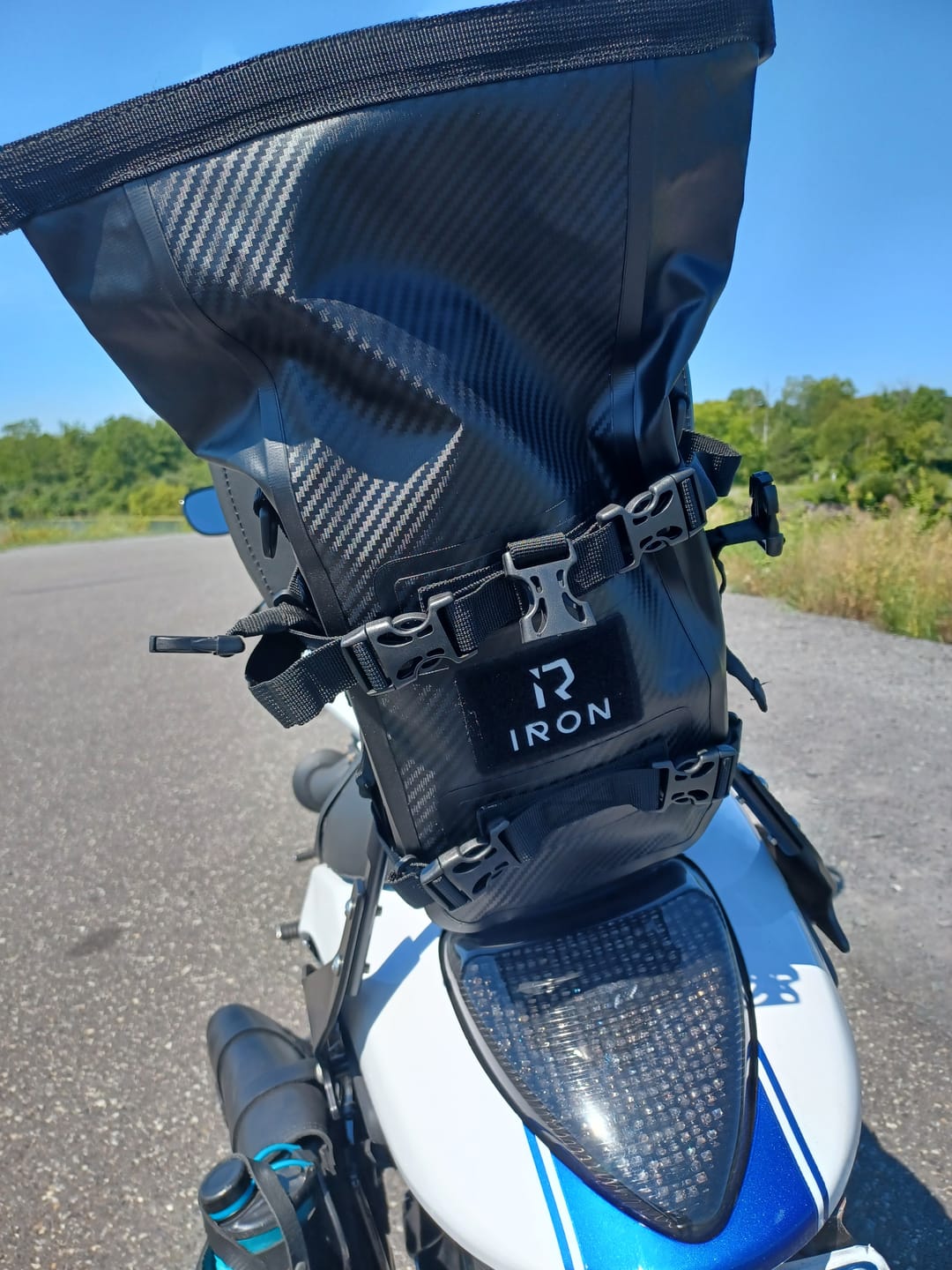 Customer photo review of RIDEIRON Compact Waterproof Motorcycle Saddle Bag | MB8006