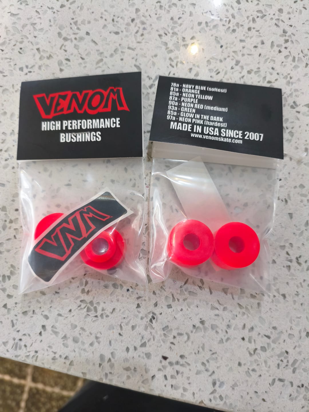 Customer photo review of Venom & Riptide Bushings Barrel & Cone Shape for Backfire Longboards