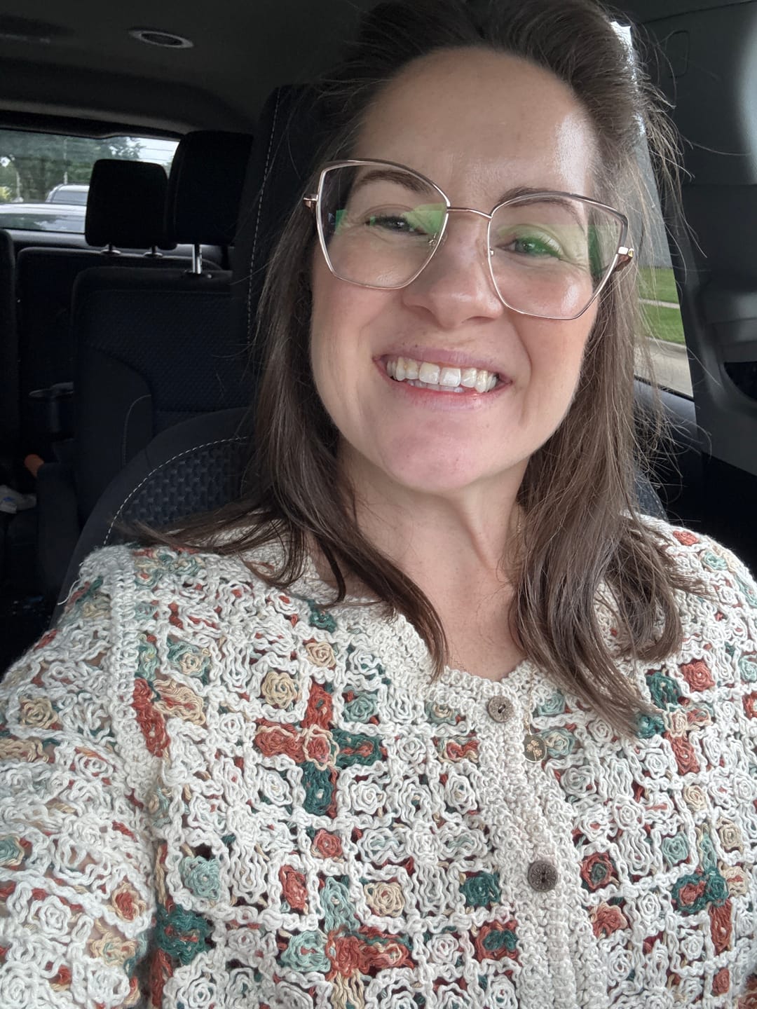 Customer photo review of Boho Patchwork Crochet Button Cardigan