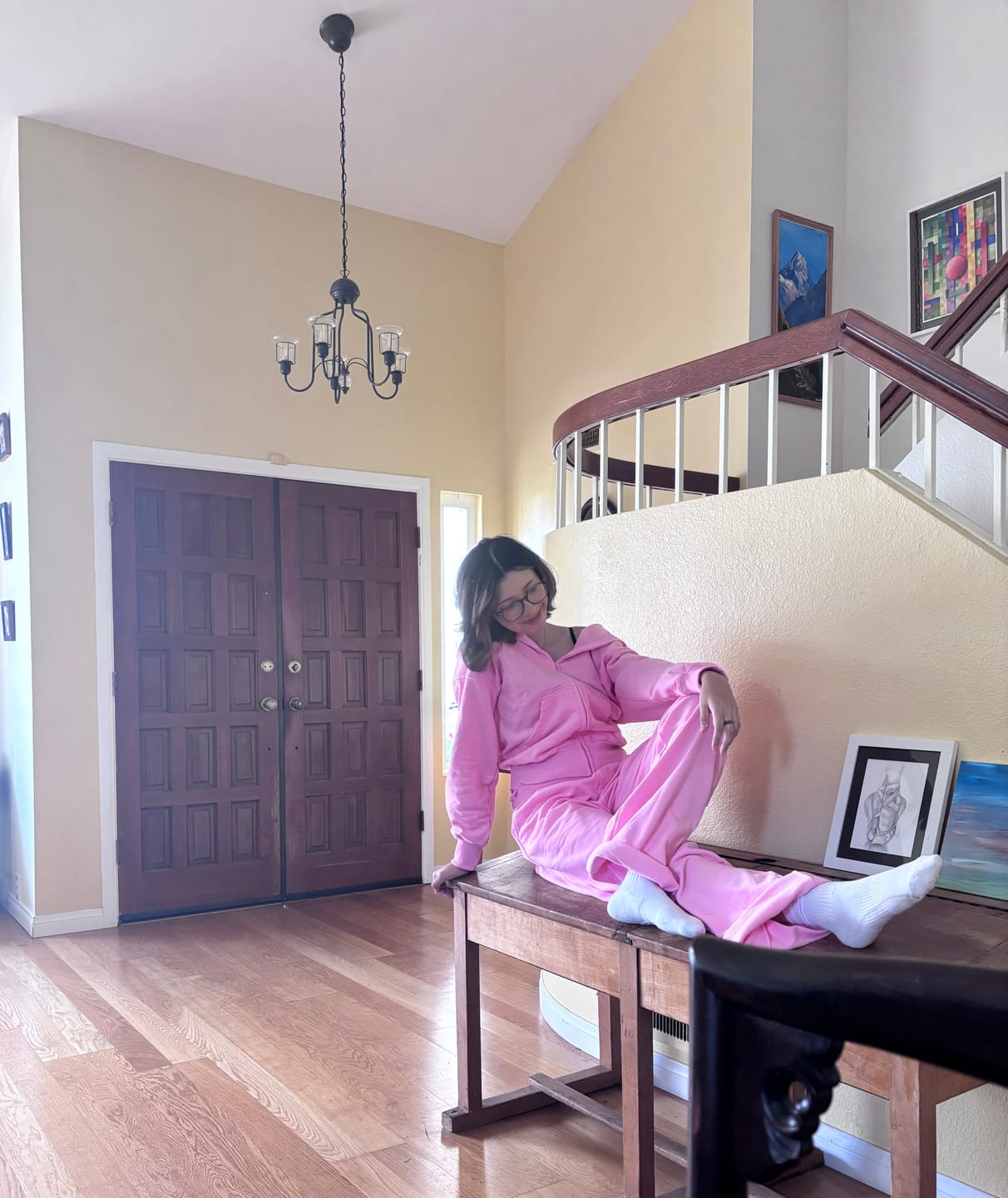 Customer photo review of Cotton Candy Pink Satin Hoodie Set