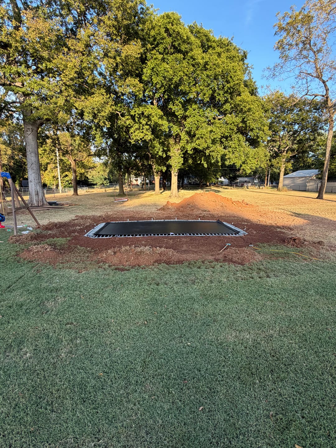 Customer photo review of Summer Bundle! 10'x17' Rectangle Pro-Line In-ground Trampoline + LED Lights + Cover