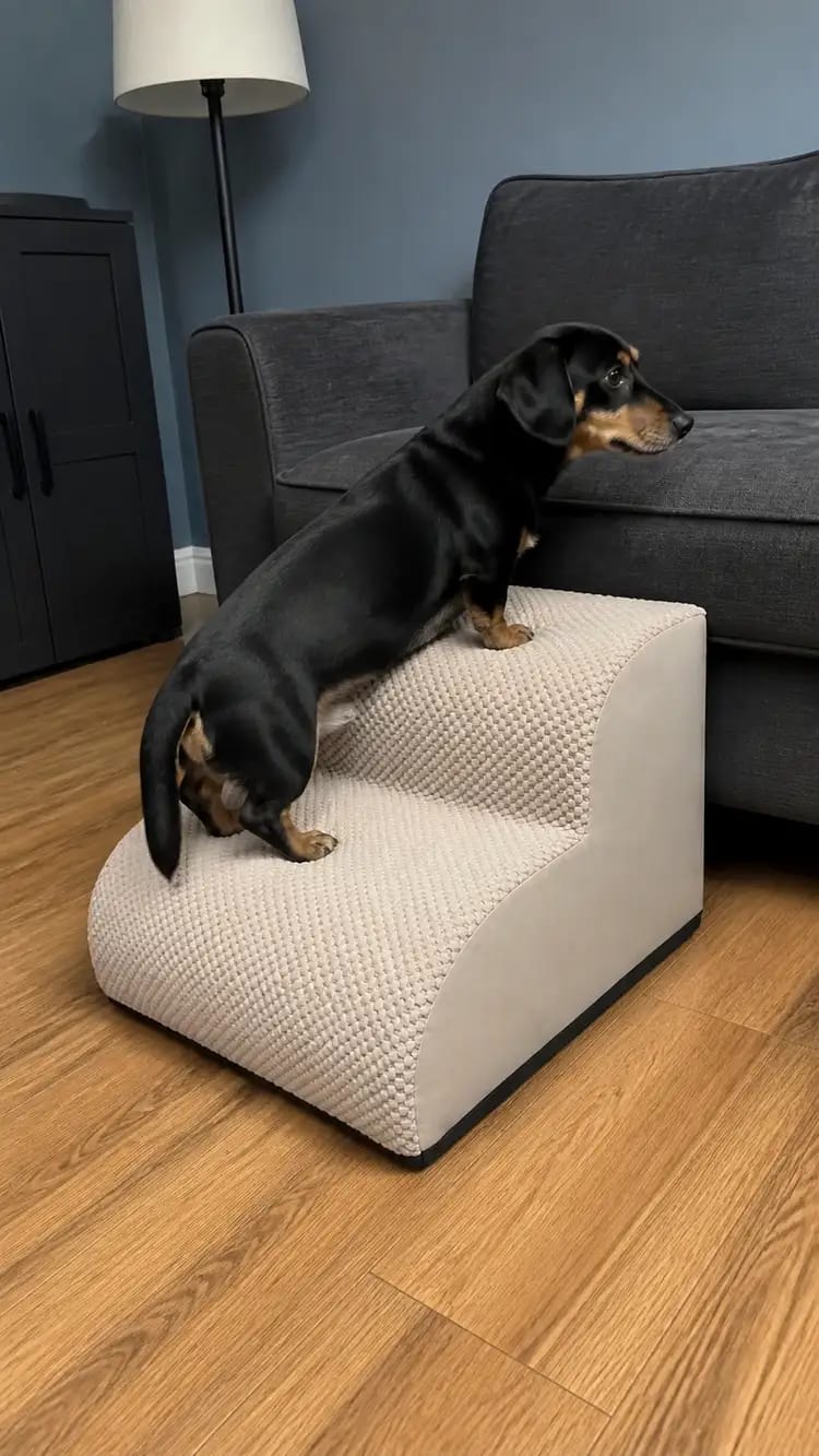 Customer photo review of AuraEase Soft Dog Stairs for Bed & Couch