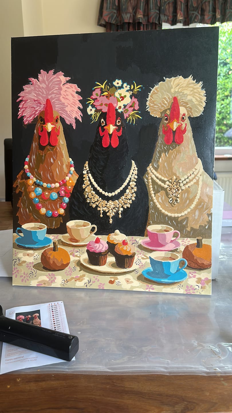 Customer photo review of Fancy Chickens Society | Paint by Number