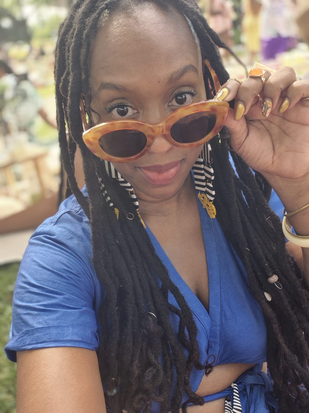 Customer photo review of Monochrome Adinkra Earrings