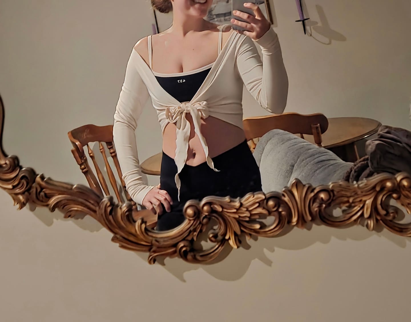 Customer photo review of The Wrap Top / Cream